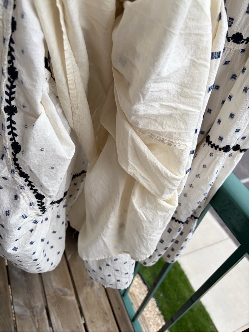 🆕✨Lucky Brand Boho Tiered Midi Skirt Cream Smocked Waist XL Cottagecore Peasant - Picture 15 of 17